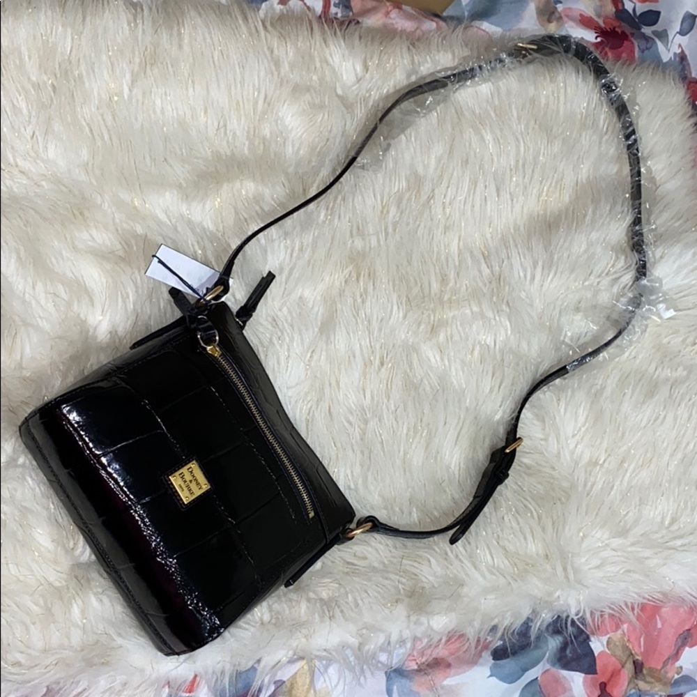 Black alligator leather Donney & Bourke crossbody